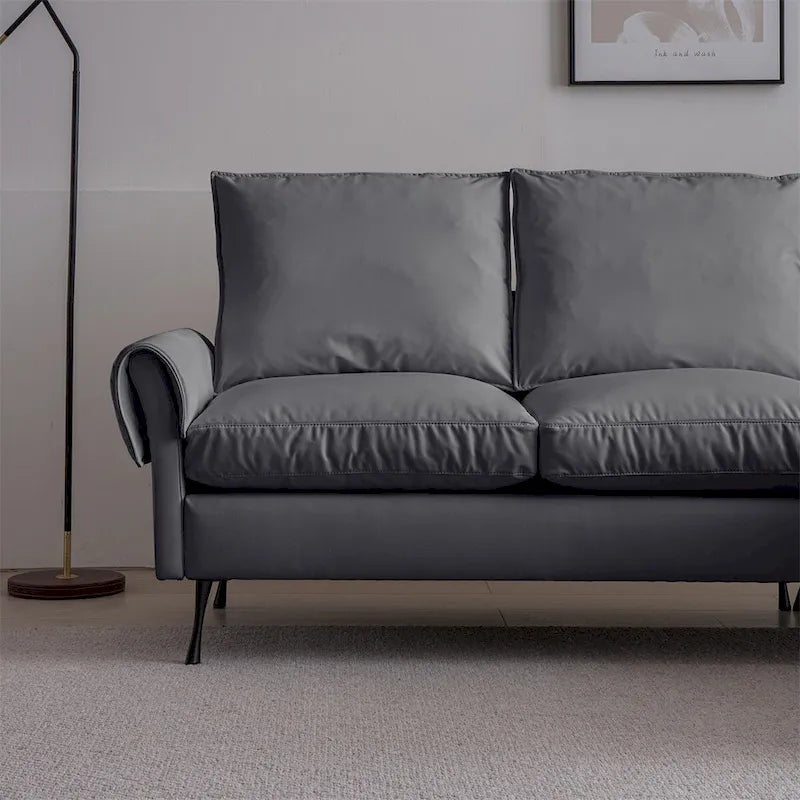 Schnittsofa aus Leder mit L-förmiger Chaiselongue, umkehrbar