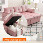 Cord/Chenille Bezug L-förmiges Stauraum-Ecksofa mit umstellbarer Chaiselongue und Seitentasche
