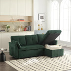 Cord/Chenille Bezug L-förmiges Stauraum-Ecksofa mit umstellbarer Chaiselongue und Seitentasche