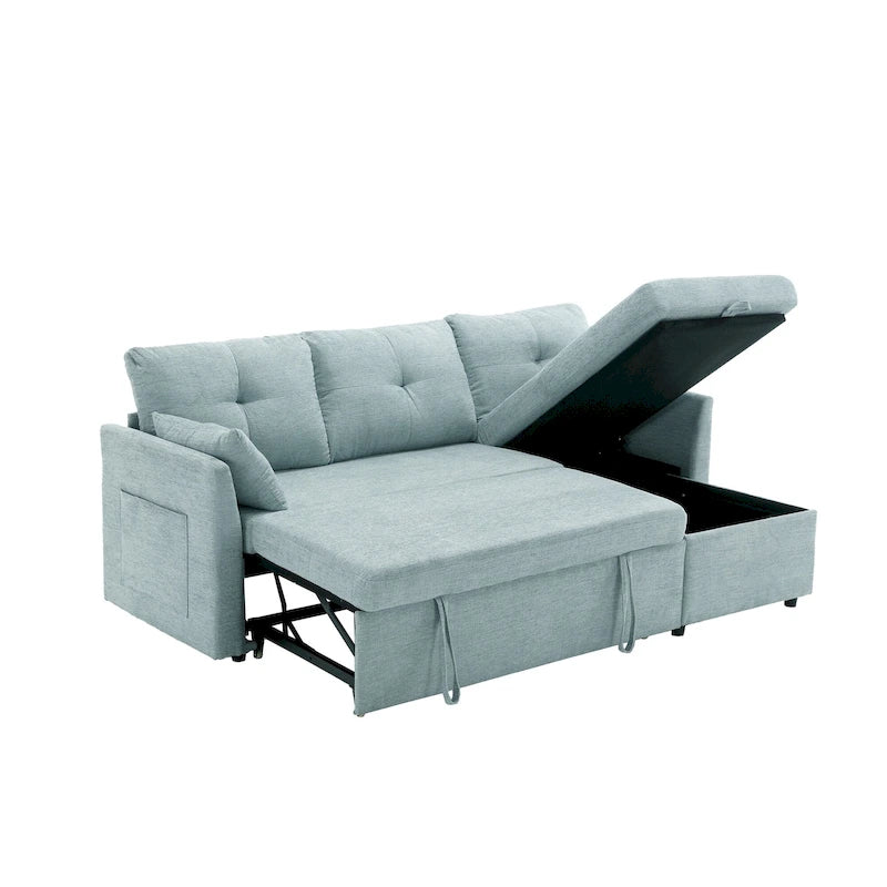 Cord/Chenille Bezug L-förmiges Stauraum-Ecksofa mit umstellbarer Chaiselongue und Seitentasche