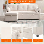 Cord/Chenille Bezug L-förmiges Stauraum-Ecksofa mit umstellbarer Chaiselongue und Seitentasche