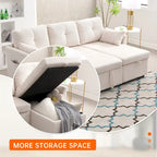 Cord/Chenille Bezug L-förmiges Stauraum-Ecksofa mit umstellbarer Chaiselongue und Seitentasche