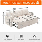 Cord/Chenille Bezug L-förmiges Stauraum-Ecksofa mit umstellbarer Chaiselongue und Seitentasche