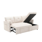 Cord/Chenille Bezug L-förmiges Stauraum-Ecksofa mit umstellbarer Chaiselongue und Seitentasche