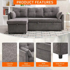 Cord/Chenille Bezug L-förmiges Stauraum-Ecksofa mit umstellbarer Chaiselongue und Seitentasche