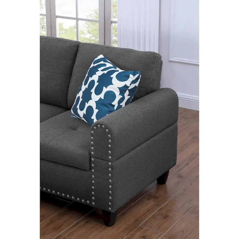 Alger 98 Zoll breites Sofa mit Ottomane und Recamiere, linke Ausrichtung – 98B x 71T x 33H