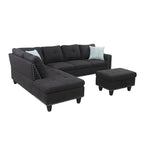 Alger 98 Zoll breites Sofa mit Ottomane und Recamiere, linke Ausrichtung – 98B x 71T x 33H