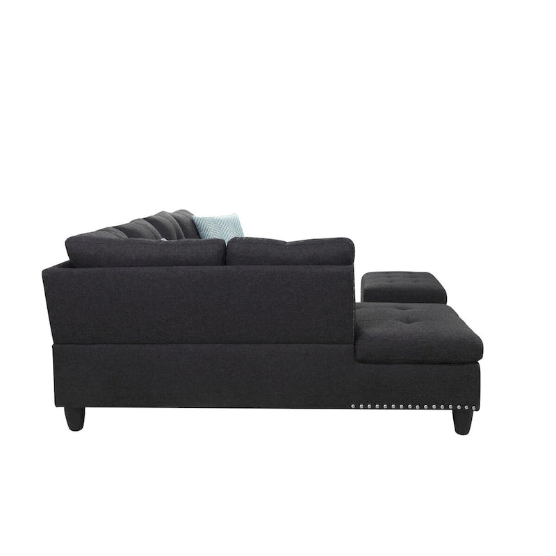 Alger 98 Zoll breites Sofa mit Ottomane und Recamiere, linke Ausrichtung – 98B x 71T x 33H