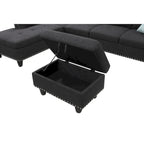 Alger 98 Zoll breites Sofa mit Ottomane und Recamiere, linke Ausrichtung – 98B x 71T x 33H