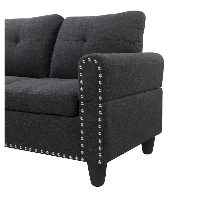 Alger 98 Zoll breites Sofa mit Ottomane und Recamiere, linke Ausrichtung – 98B x 71T x 33H