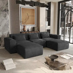 Modernes modulares Ecksofa mit 3 Kissen, umwandelbares Wohnzimmersofa mit Ottomanen