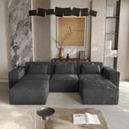Modernes modulares Ecksofa mit 3 Kissen, umwandelbares Wohnzimmersofa mit Ottomanen