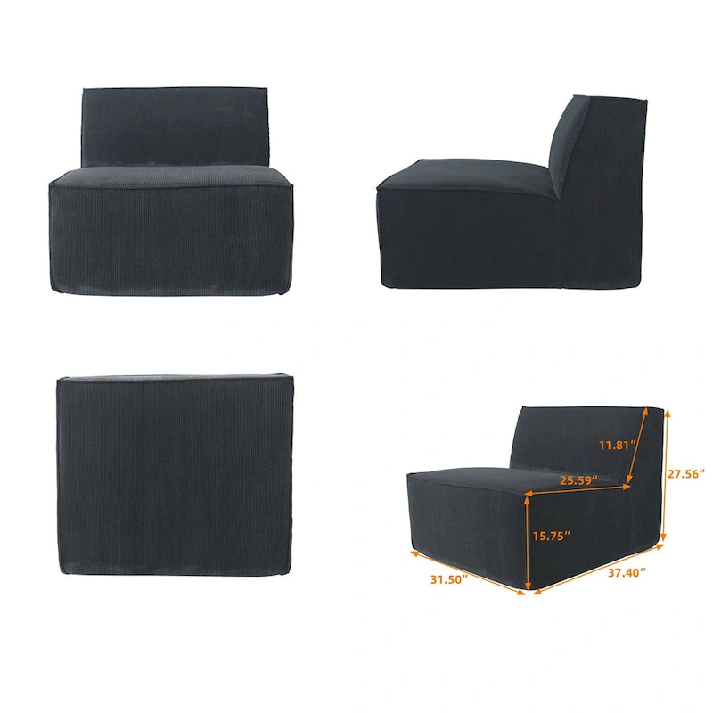 Modernes modulares Ecksofa mit 3 Kissen, umwandelbares Wohnzimmersofa mit Ottomanen