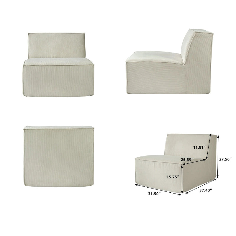 Modernes modulares Ecksofa mit 3 Kissen, umwandelbares Wohnzimmersofa mit Ottomanen