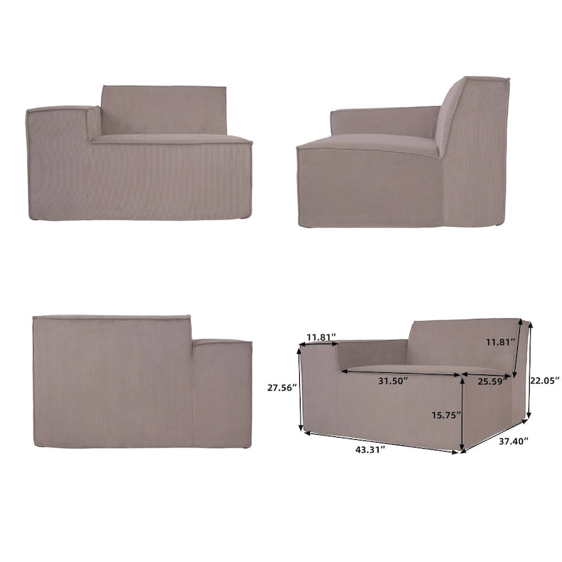 Modernes modulares Ecksofa mit 3 Kissen, umwandelbares Wohnzimmersofa mit Ottomanen