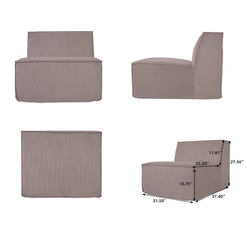 Modernes modulares Ecksofa mit 3 Kissen, umwandelbares Wohnzimmersofa mit Ottomanen