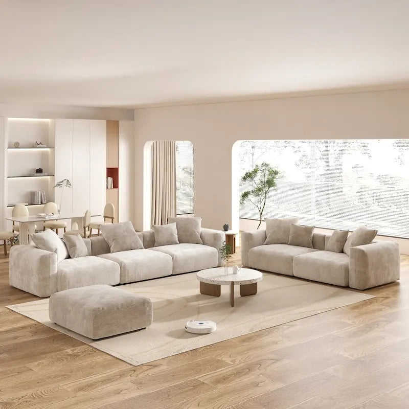 Große Cordstoff-Polsterung Modulares Ecksofa-Set für das Wohnzimmer