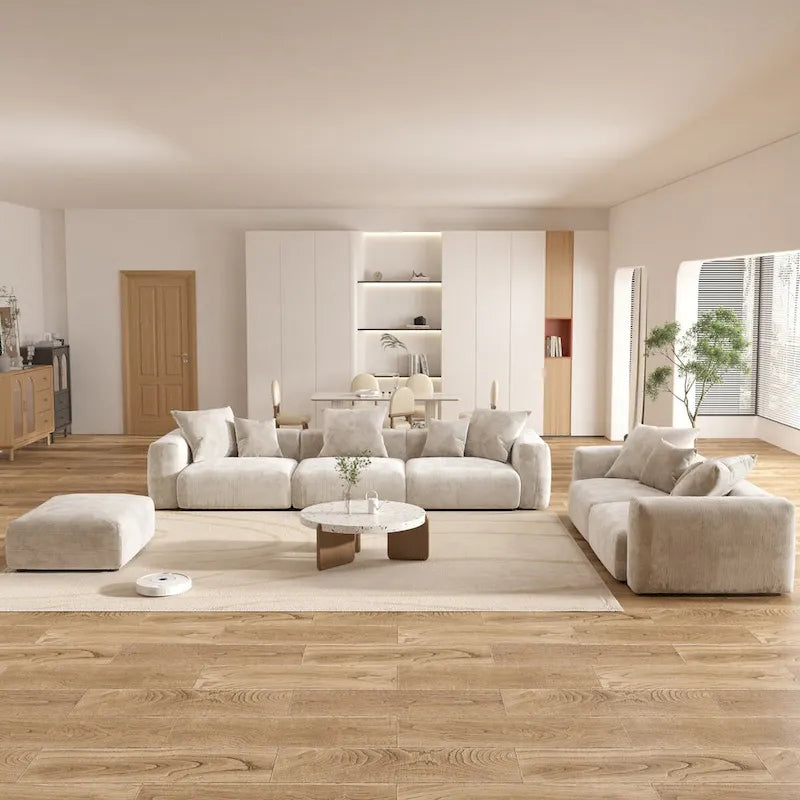 Große Cordstoff-Polsterung Modulares Ecksofa-Set für das Wohnzimmer