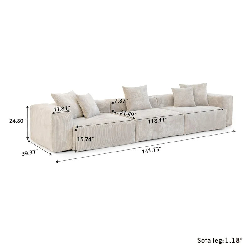 Große Cordstoff-Polsterung Modulares Ecksofa-Set für das Wohnzimmer
