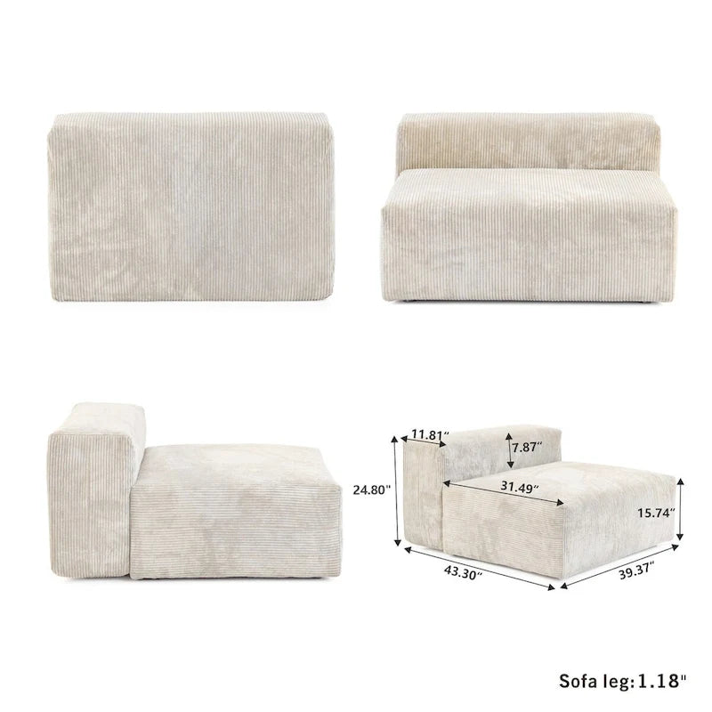 Große Cordstoff-Polsterung Modulares Ecksofa-Set für das Wohnzimmer