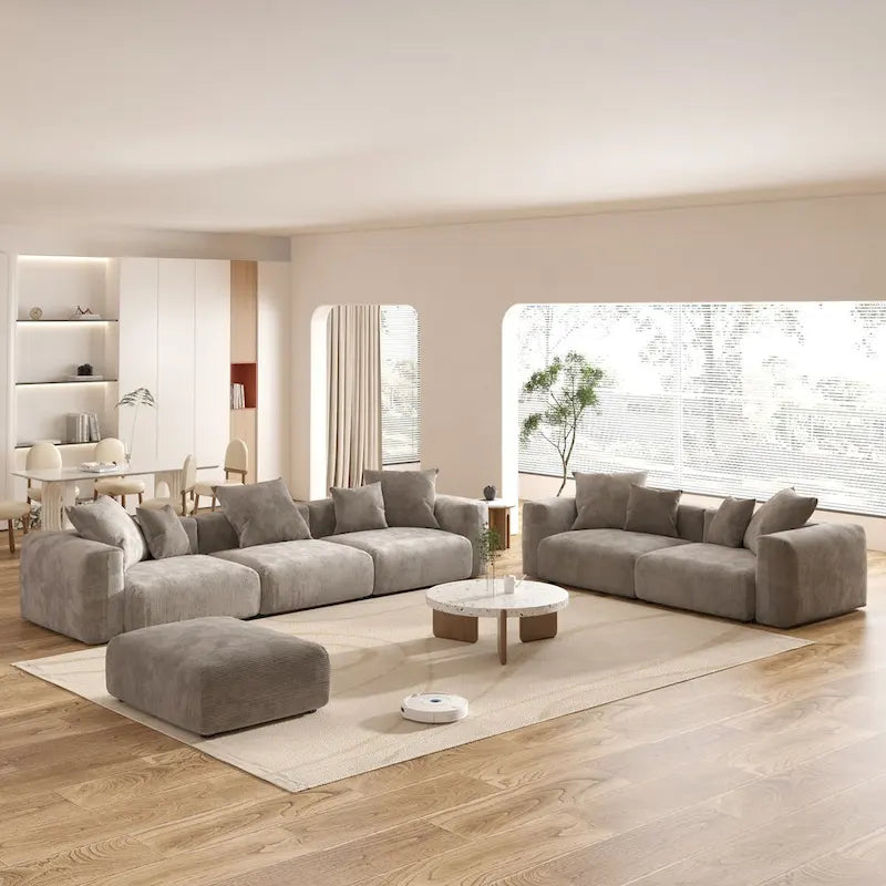Große Cordstoff-Polsterung Modulares Ecksofa-Set für das Wohnzimmer