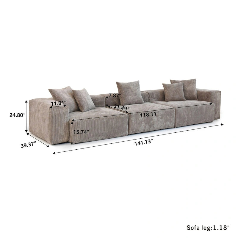 Große Cordstoff-Polsterung Modulares Ecksofa-Set für das Wohnzimmer