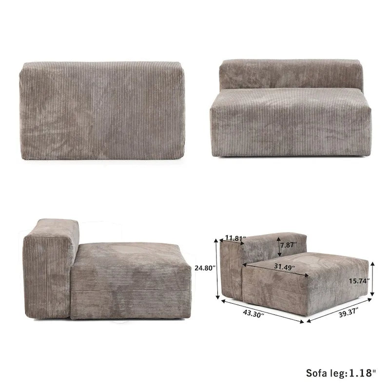 Große Cordstoff-Polsterung Modulares Ecksofa-Set für das Wohnzimmer