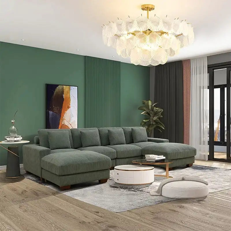123 U-förmiges 6-teiliges Cord-Sofa