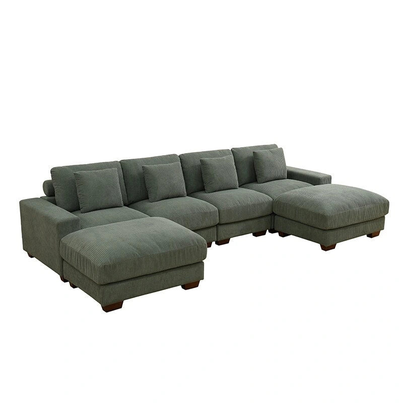 123 U-förmiges 6-teiliges Cord-Sofa