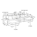 123 U-förmiges 6-teiliges Cord-Sofa