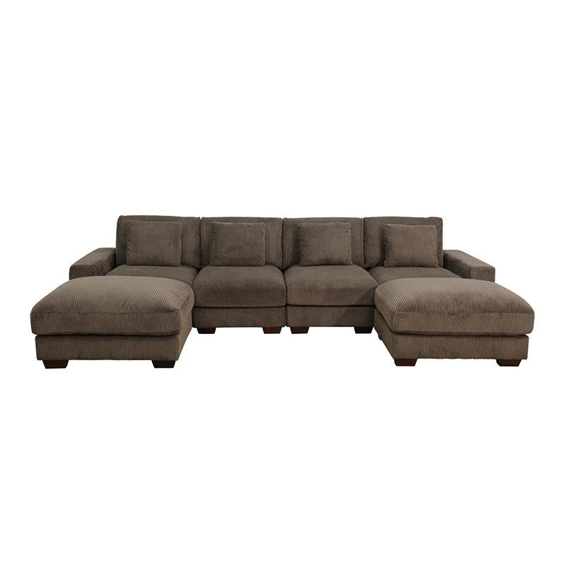 123 U-förmiges 6-teiliges Cord-Sofa