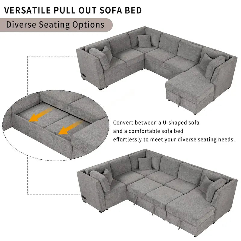 MERAX Ecksofa mit Ausziehfunktion und Stauraum-Recamiere