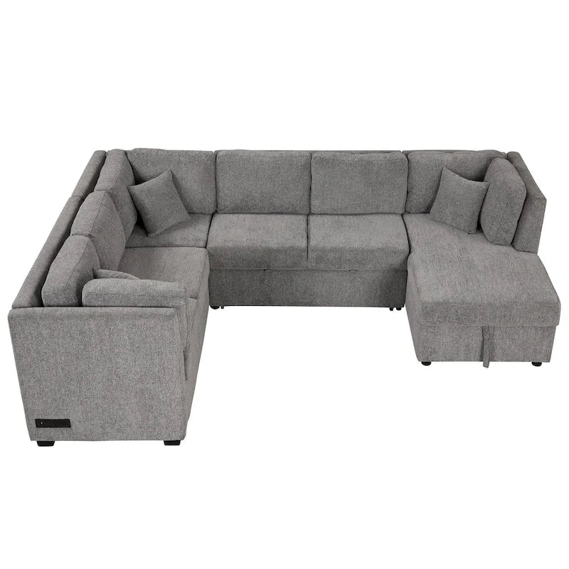 MERAX Ecksofa mit Ausziehfunktion und Stauraum-Recamiere