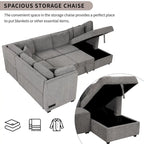 MERAX Ecksofa mit Ausziehfunktion und Stauraum-Recamiere