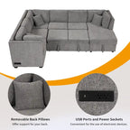 MERAX Ecksofa mit Ausziehfunktion und Stauraum-Recamiere