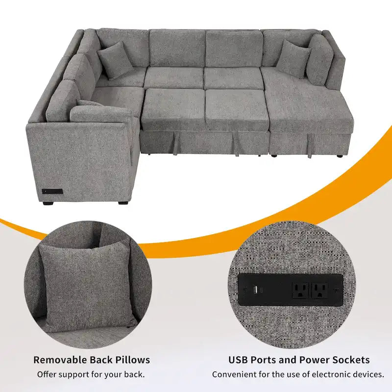 MERAX Ecksofa mit Ausziehfunktion und Stauraum-Recamiere