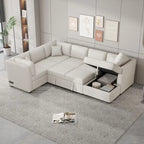 MERAX Ecksofa mit Ausziehfunktion und Stauraum-Recamiere