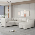 MERAX Ecksofa mit Ausziehfunktion und Stauraum-Recamiere