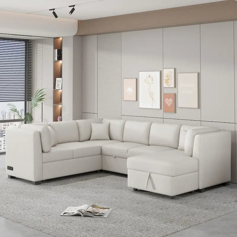 MERAX Ecksofa mit Ausziehfunktion und Stauraum-Recamiere