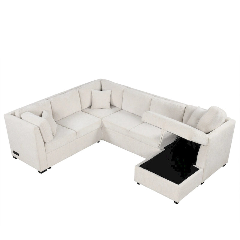 MERAX Ecksofa mit Ausziehfunktion und Stauraum-Recamiere