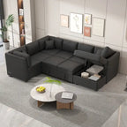 MERAX Ecksofa mit Ausziehfunktion und Stauraum-Recamiere