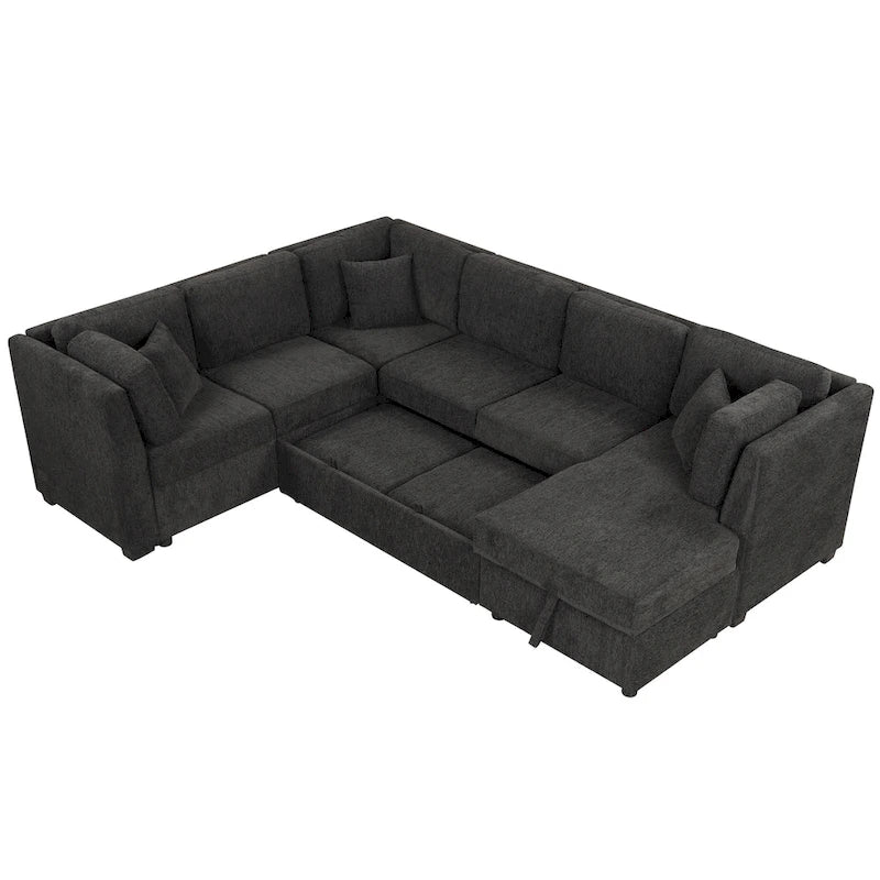 MERAX Ecksofa mit Ausziehfunktion und Stauraum-Recamiere