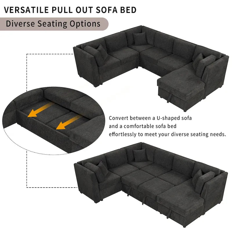 MERAX Ecksofa mit Ausziehfunktion und Stauraum-Recamiere