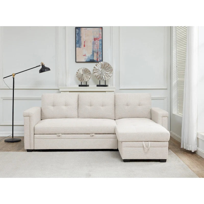 Stauraum-Schlafsofa mit umbaubarer Recamiere