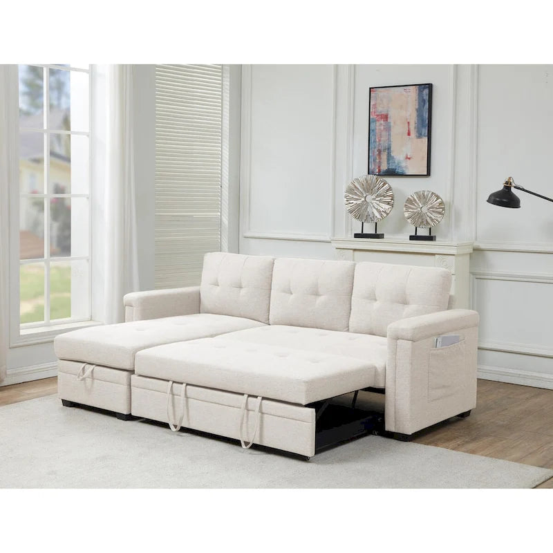 Stauraum-Schlafsofa mit umbaubarer Recamiere