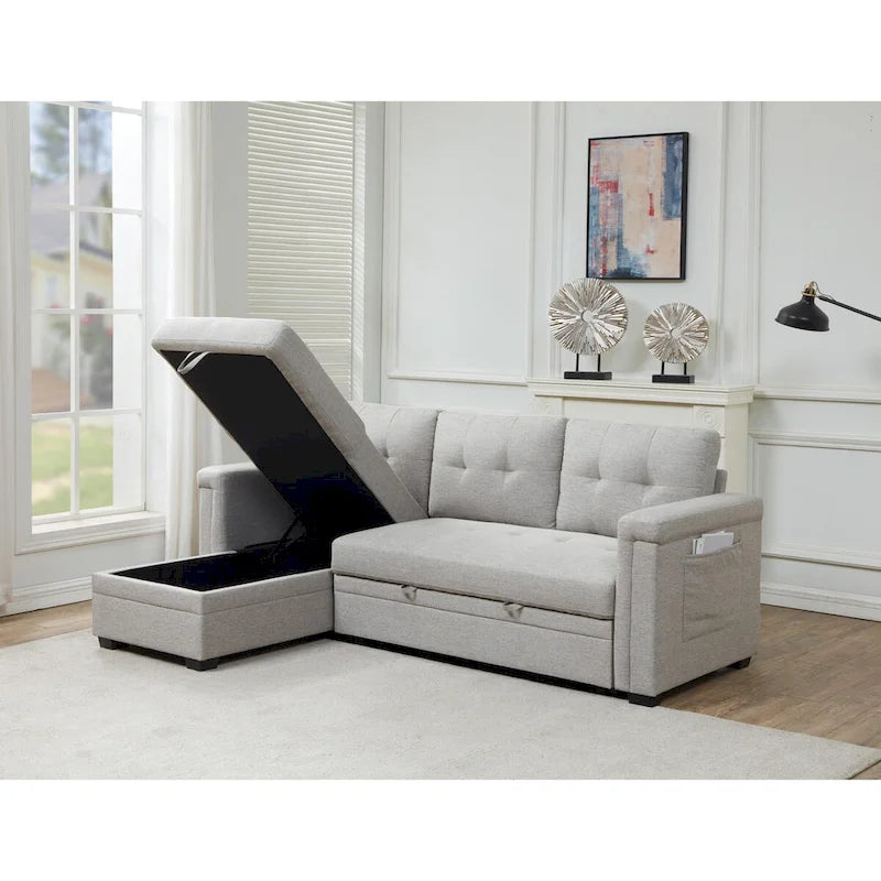 Stauraum-Schlafsofa mit umbaubarer Recamiere