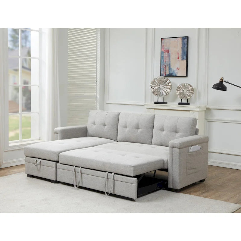 Stauraum-Schlafsofa mit umbaubarer Recamiere