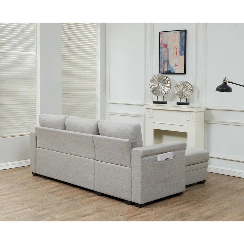 Stauraum-Schlafsofa mit umbaubarer Recamiere