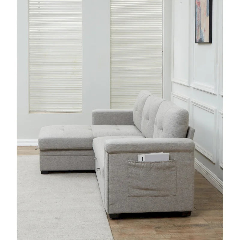Stauraum-Schlafsofa mit umbaubarer Recamiere