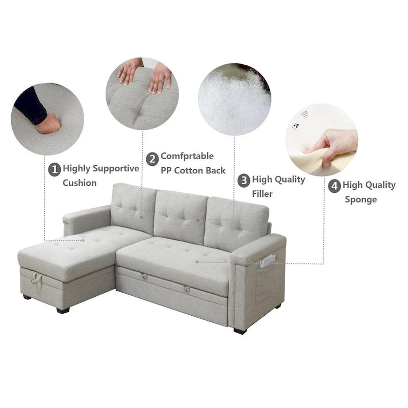 Stauraum-Schlafsofa mit umbaubarer Recamiere